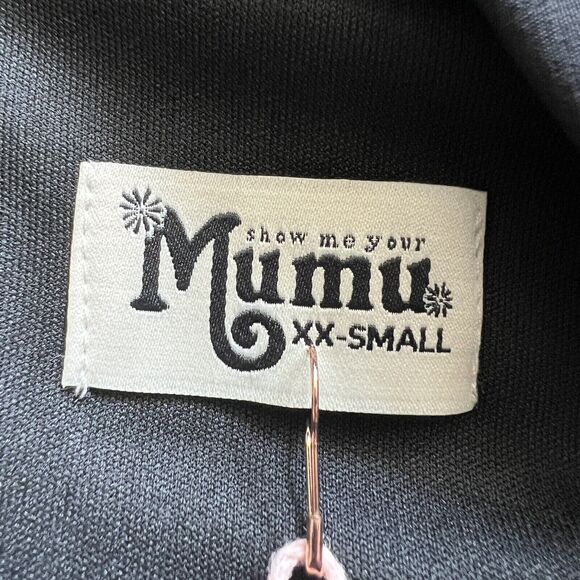 Show Me Your Mumu Zurich Knot Gown Dress Size XXS Black Stretch Crepe - Picture 3 of 12